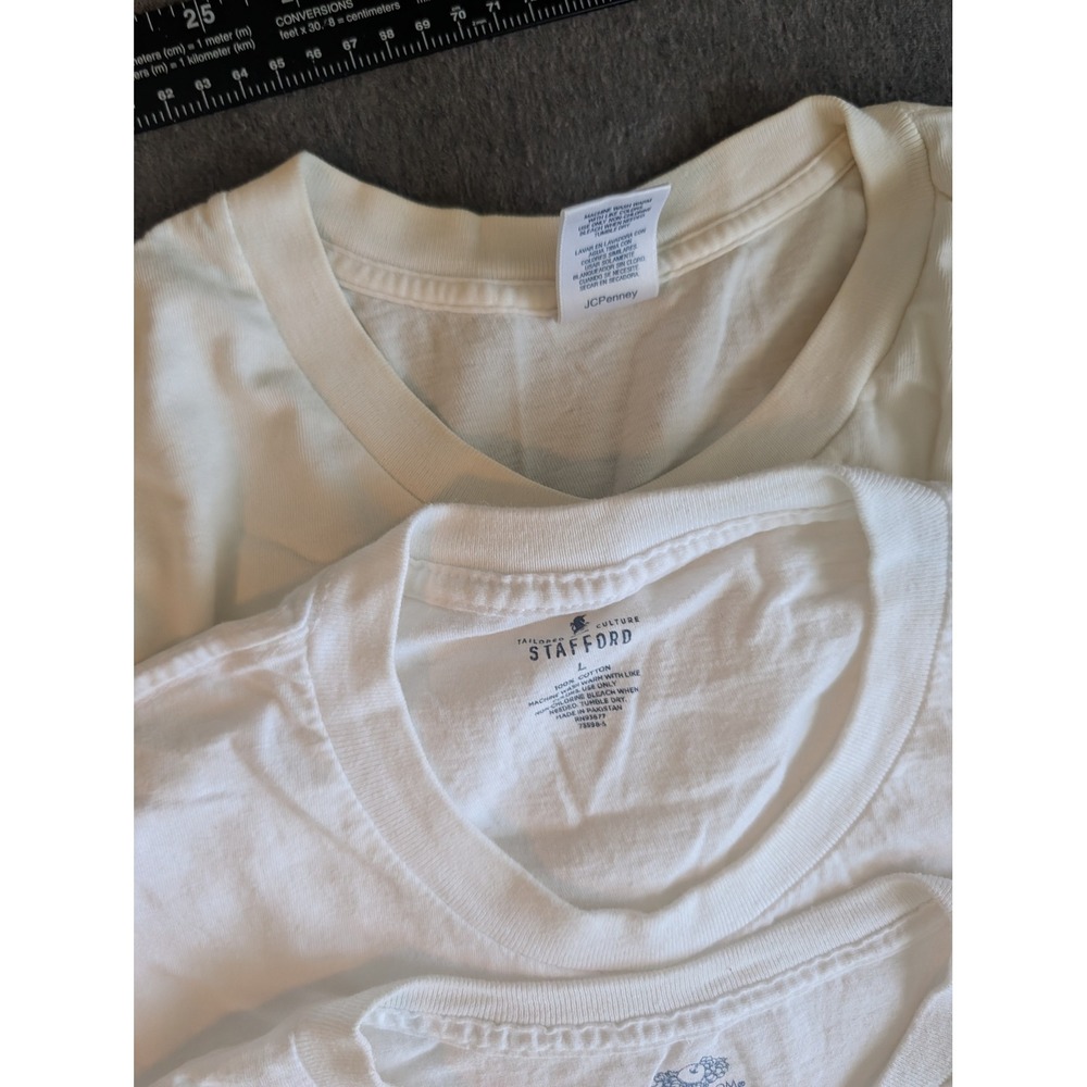 Lot of 7 Mens White T-Shirts Fruit of the Loom Stafford Large Crew Neck Tee - Picture 4 of 7